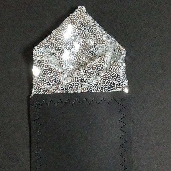 Men's Sequin Pre-Folded Pocket Square Insert - Silver - Picture 3 of 6